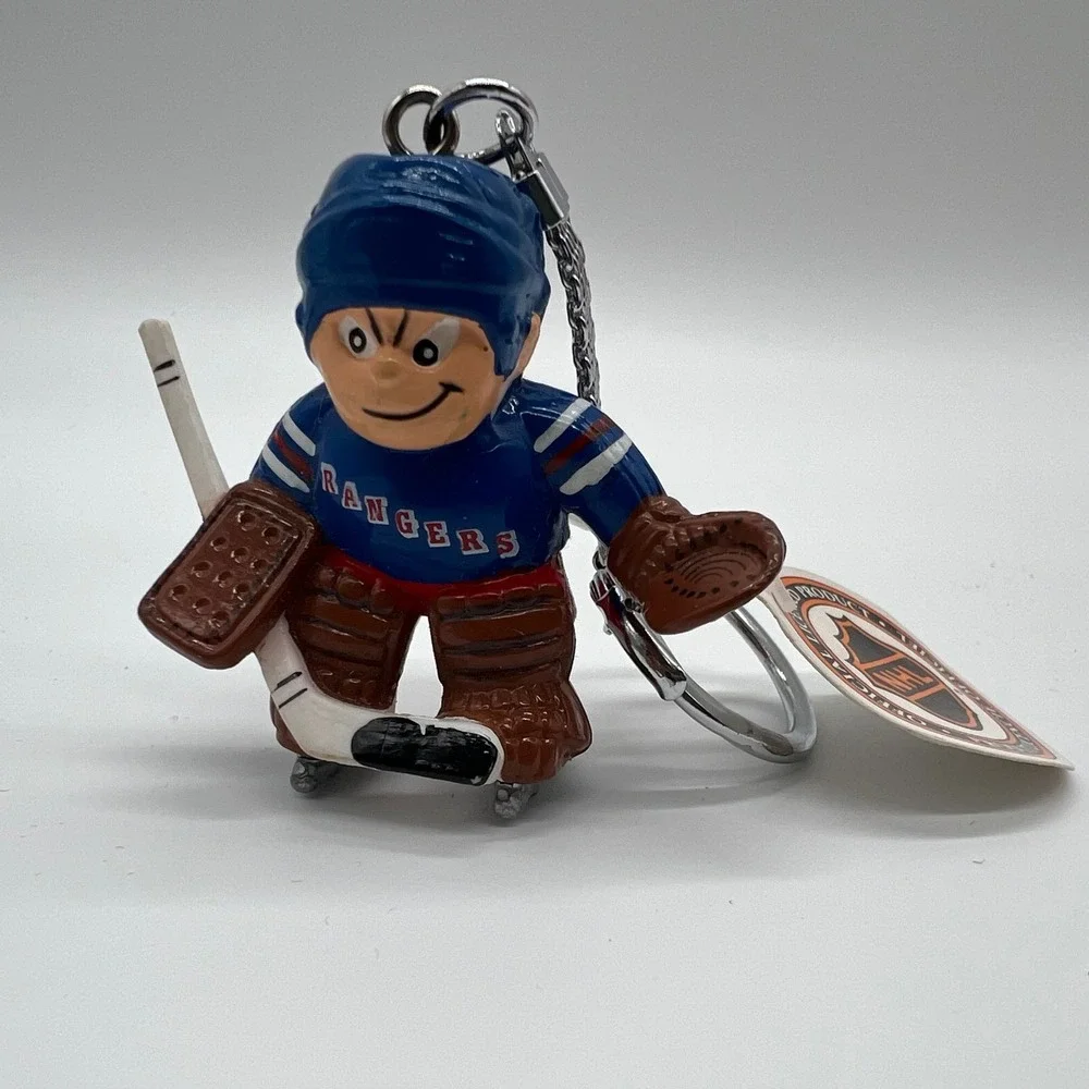 Vintage Lil brats New York Rangers NHL Hockey Goalie Keychain Figure Blue Jersey